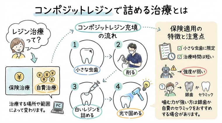 コンポジットレジンで詰める治療とはの図解
