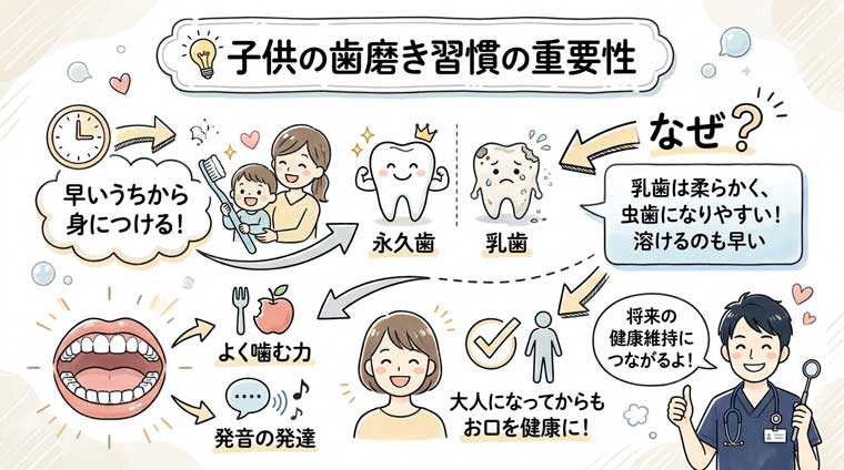 子供の歯磨き習慣の重要性の図解