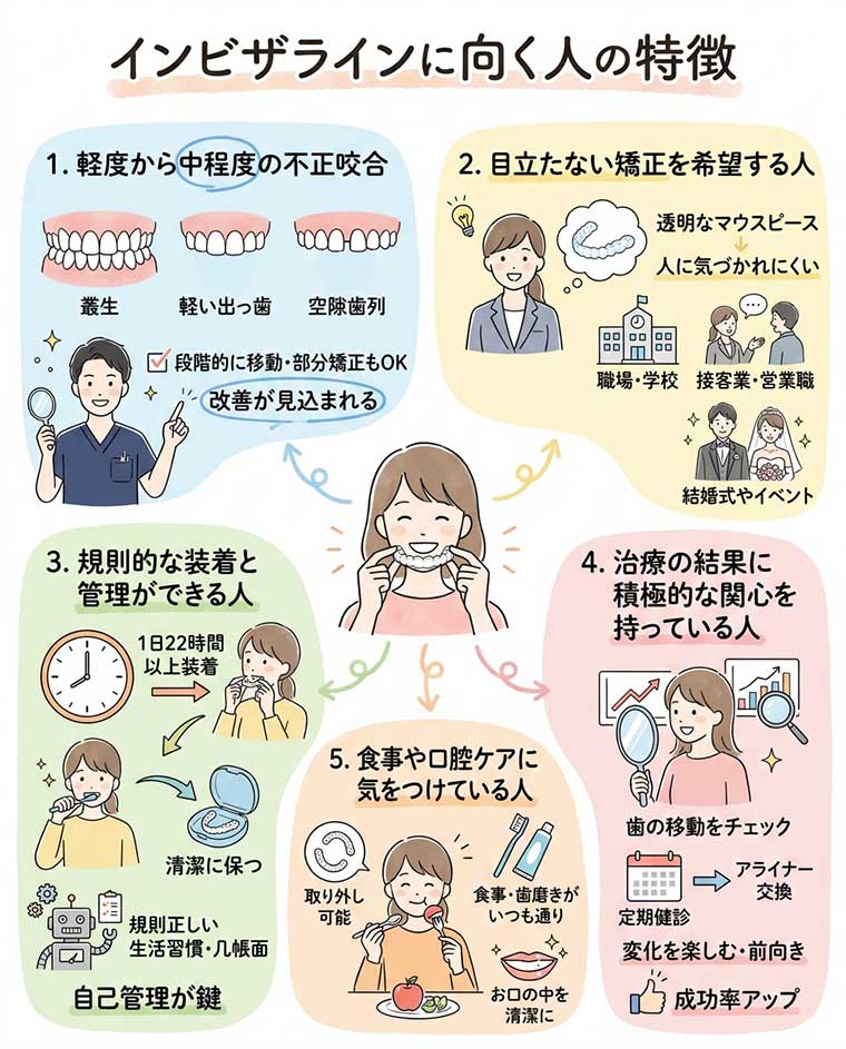 インビザラインに向く人の特徴の図解