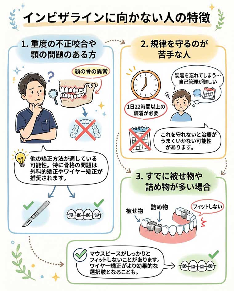 インビザラインに向かない人の特徴の図解