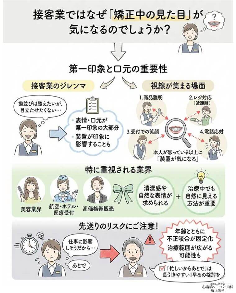接客業ではなぜ「矯正中の見た目」が気になるのでしょうか？の図解