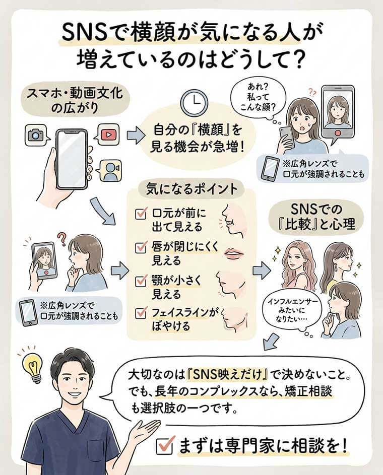 SNSで横顔が気になる人が増えているのはどうして？の図解