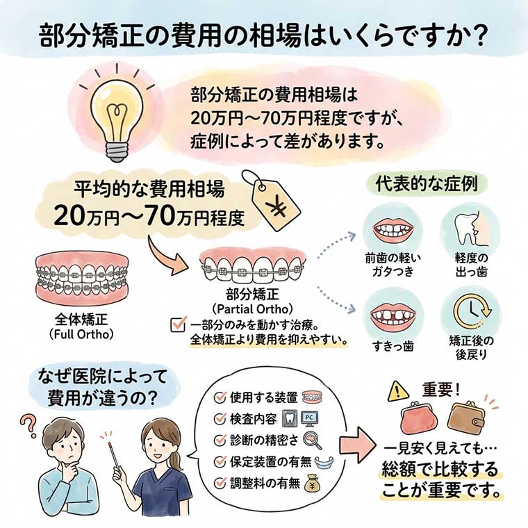 部分矯正の費用の相場はいくらですか？の図解