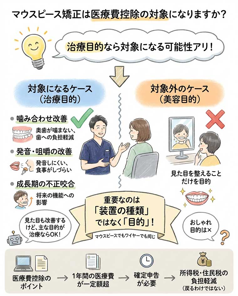 マウスピース矯正は医療費控除の対象になりますか?の図解