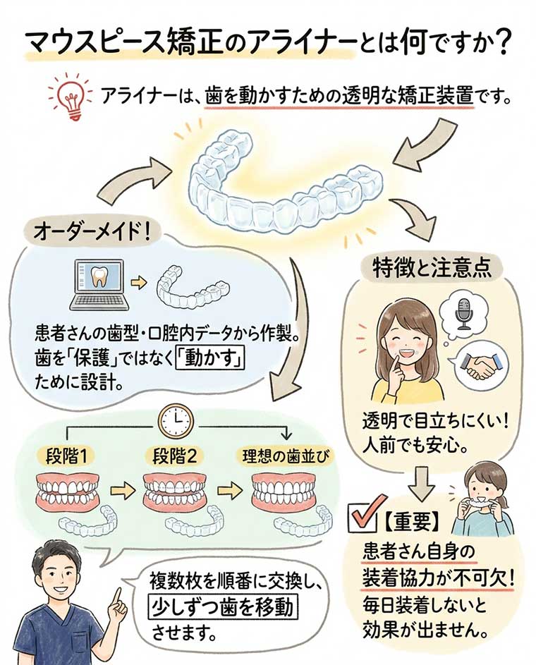 マウスピース矯正のアライナーとは何ですか？の図解