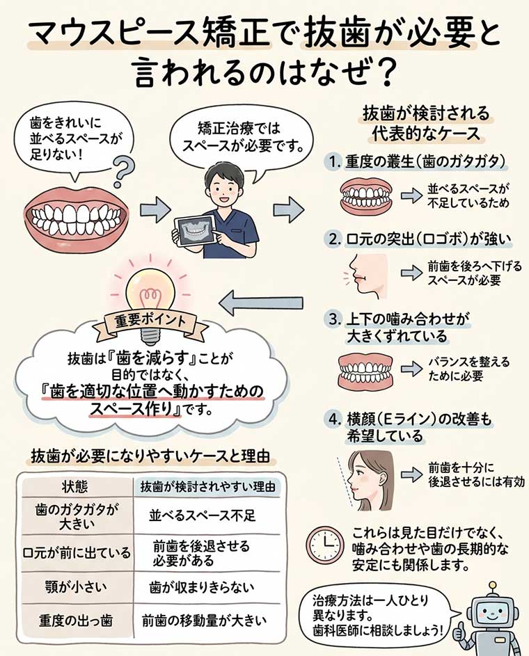 マウスピース矯正で抜歯が必要と言われるのはなぜ?の図解