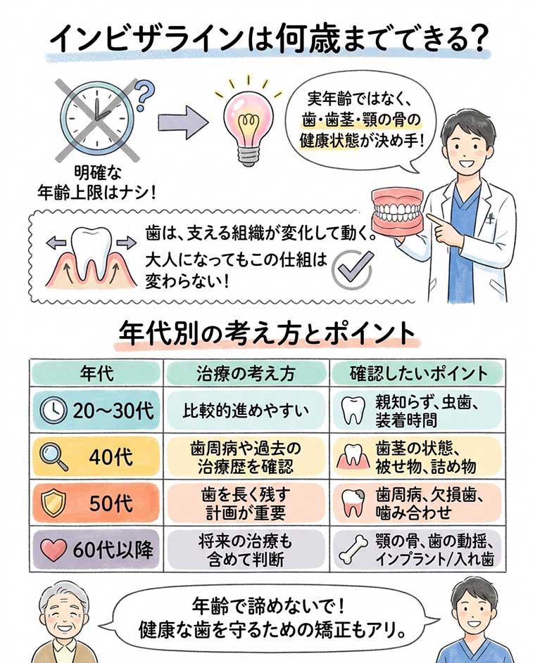 インビザラインは何歳までできる？の図解